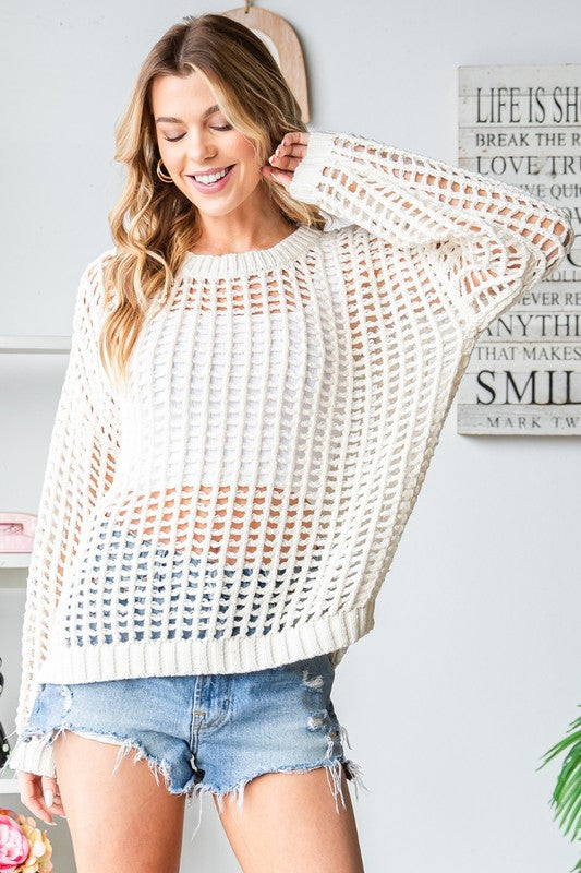 NEWEST ARRIVAL *LAST ONE* Ivory Crochet Sweater