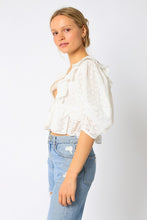 Load image into Gallery viewer, NEWEST ARRIVAL Eyelet Crop Ruffle Blouse
