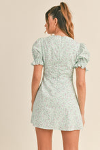 Load image into Gallery viewer, NEWEST ARRIVAL Blue Floral Puff Sleeve Mini Dress

