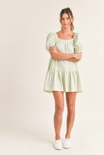 Load image into Gallery viewer, NEWEST ARRIVAL Sage Green Striped Puff Sleeve Dress

