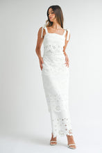 Load image into Gallery viewer, NEWEST ARRIVAL White Scallop Laser Cut Maxi Dress
