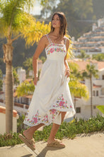 Load image into Gallery viewer, NEWEST ARRIVAL *LAST ONE* White Floral Embroidered Sleeveless Midi Dress
