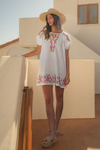 Load image into Gallery viewer, NEWEST ARRIVAL White Floral Embroidered Puff Sleeve Babydoll Dress
