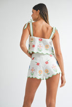 Load image into Gallery viewer, NEWEST ARRIVAL White Floral Embroidered Bow Tie Shorts Set
