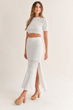 Load image into Gallery viewer, NEWEST ARRIVAL White Pointelle Knit Midi Skirt Set
