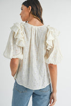 Load image into Gallery viewer, NEWEST ARRIVAL Ivory Eyelet Ruffle Blouse
