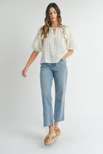 Load image into Gallery viewer, NEWEST ARRIVAL Ivory Eyelet Ruffle Blouse
