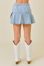 Load image into Gallery viewer, NEWEST ARRIVAL Denim Ruffled Wrap Front Skort
