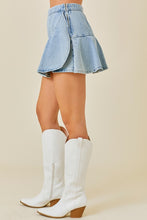 Load image into Gallery viewer, NEWEST ARRIVAL Denim Ruffled Wrap Front Skort
