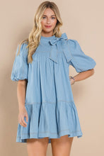 Load image into Gallery viewer, NEWEST ARRIVAL Chic Denim Bow Dress
