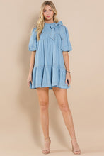 Load image into Gallery viewer, NEWEST ARRIVAL Chic Denim Bow Dress
