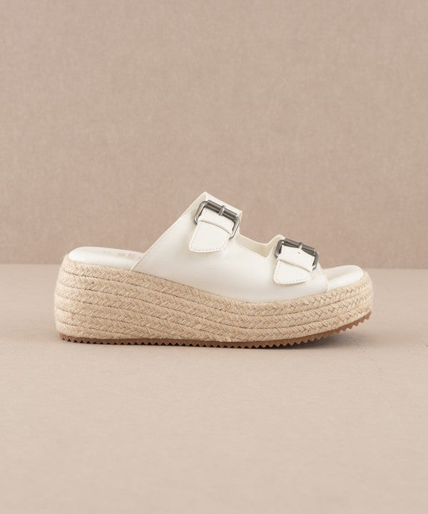 NEWEST ARRIVAL White Twin Buckle Platforms