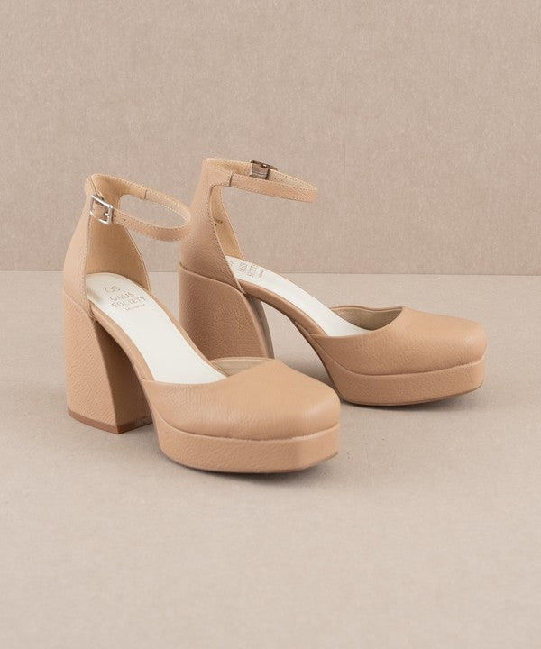 NEWEST ARRIVAL Taupe Chunky Mary Jane Heels