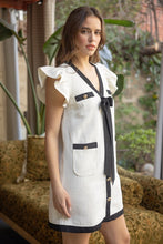 Load image into Gallery viewer, LAST ONE ITEM Cream/Black Tweed Bow Dress
