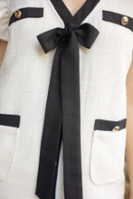 Load image into Gallery viewer, LAST ONE ITEM Cream/Black Tweed Bow Dress
