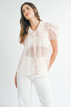 Load image into Gallery viewer, NEWEST ARRIVAL Sweet Pink Floral Sheer Organza Blouse
