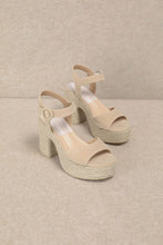 Load image into Gallery viewer, NEWEST ARRIVAL Tan Espadrille Strap Buckle Heels
