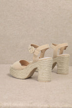 Load image into Gallery viewer, NEWEST ARRIVAL Tan Espadrille Strap Buckle Heels
