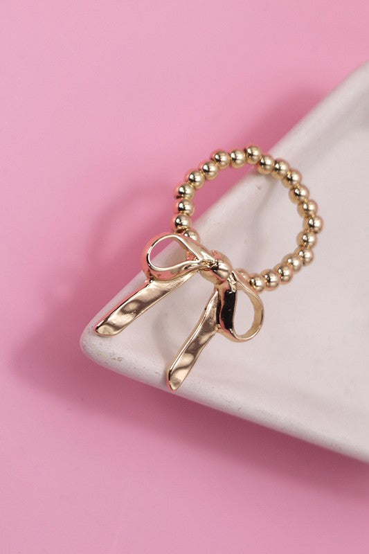 NEWEST ARRIVAL Gold Bow Beaded Ring