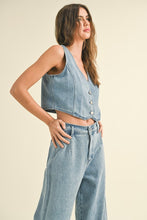Load image into Gallery viewer, NEWEST ARRIVAL *LAST ONE* Crop Denim Vest
