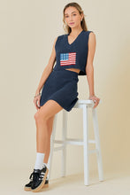 Load image into Gallery viewer, NEWEST ARRIVAL Navy American Flag Skirt Set

