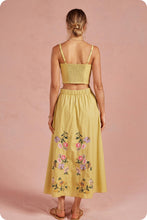 Load image into Gallery viewer, NEWEST ARRIVAL *PREORDER 2/13* Yellow Iris Floral Embroidered Midi Skirt Set