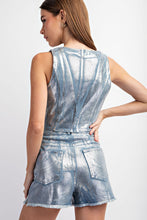 Load image into Gallery viewer, NEWEST ARRIVAL Silver Foiled Denim Vest
