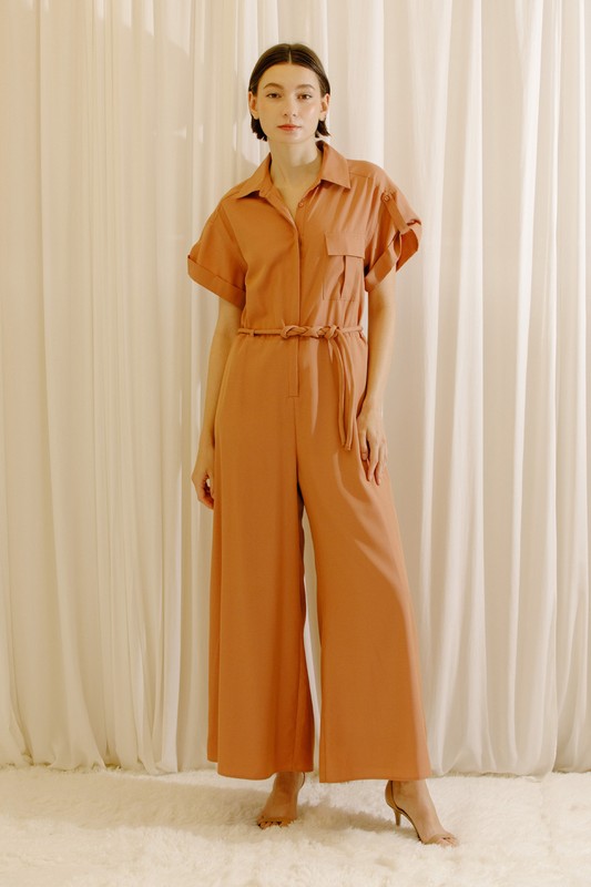 Caramel Monochromatic Relaxed Jumpsuit