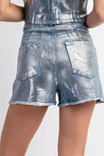Load image into Gallery viewer, NEWEST ARRIVAL Silver Foiled Denim Shorts
