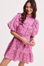 Load image into Gallery viewer, NEWEST ARRIVAL Pink Floral Puff Sleeve Dress
