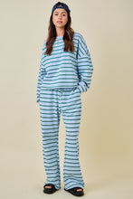 Load image into Gallery viewer, NEWEST ARRIVAL Blue/Navy Striped Lounge Pants Set
