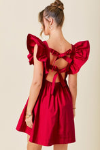 Load image into Gallery viewer, Crimson Red Flutter Sleeve Dress
