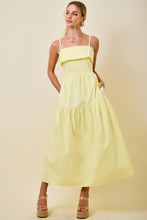 Load image into Gallery viewer, NEWEST ARRIVAL Lemon Yellow Overlay Bust Midi Dress
