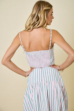 Load image into Gallery viewer, LAST ONE Pink/Green Striped Crop Midi Skirt Set

