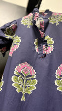 Load image into Gallery viewer, NEWEST ARRIVAL Navy Floral Ruffle Mock Neck Midi Dress
