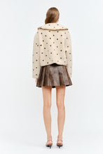 Load image into Gallery viewer, NEWEST ARRIVAL Cream/Brown Polka Dot Front Tie Jacket
