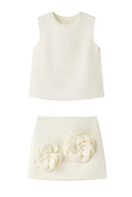 Load image into Gallery viewer, NEWEST ARRIVAL Off White or Green 3D Flower Skirt Set
