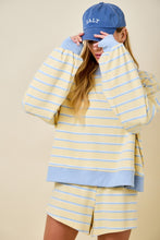 Load image into Gallery viewer, NEWEST ARRIVAL Yellow/Blue Striped Mock Neck Shorts Set
