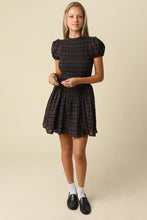 Load image into Gallery viewer, NEWEST ARRIVAL Brown/Blue Plaid Smocked Dress
