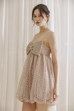 Load image into Gallery viewer, LAST ONE FINAL SALE Mauve/Silver Glitter Bubble Bow Dress
