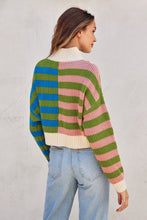 Load image into Gallery viewer, NEWEST ARRIVAL *PREORDER 10/28* Fall Striped Color Block Quarter Zip Pullover
