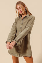 Load image into Gallery viewer, NEWEST ARRIVAL Olive Brown Washed Denim Dress
