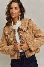 Load image into Gallery viewer, NEWEST ARRIVAL Brown Sherpa Peter Pan Collar Jacket
