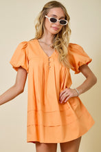 Load image into Gallery viewer, NEWEST ARRIVAL Apricot Orange Bubble Sleeve Mini Dress
