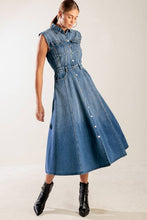 Load image into Gallery viewer, NEWEST ARRIVAL Denim Sleeveless Button Down Midi Dress
