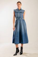 Load image into Gallery viewer, NEWEST ARRIVAL Denim Sleeveless Button Down Midi Dress
