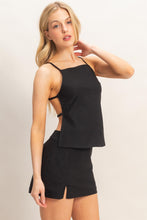 Load image into Gallery viewer, NEWEST ARRIVAL Black Strappy Back Skort Set
