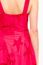 Load image into Gallery viewer, Red Seashell Embroidered Bustier Midi Dress
