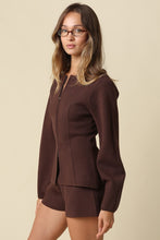 Load image into Gallery viewer, NEWEST ARRIVAL Brown Zipper Front Knit Shorts Set
