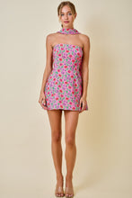 Load image into Gallery viewer, NEWEST ARRIVAL Pink/Purple Floral Neck Scarf Dress
